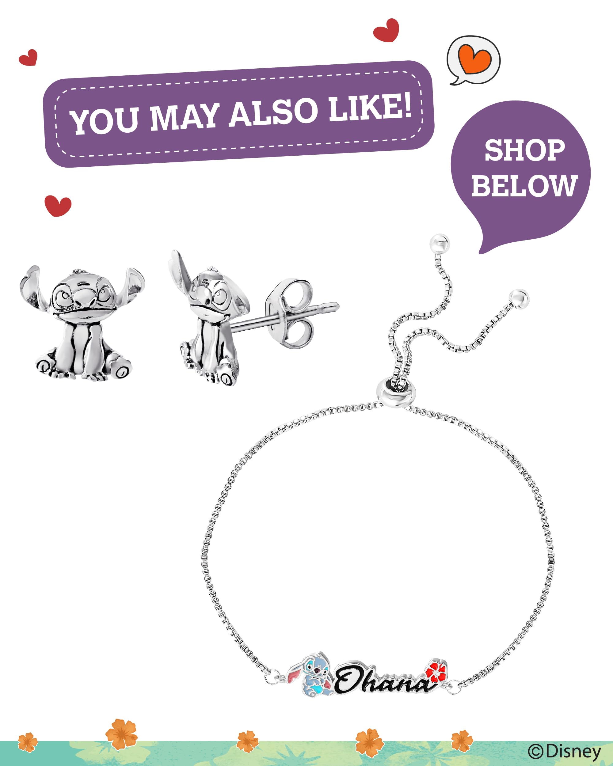Foto 4 pulgar | Collar Disney Lilo & Stitch de Plata de Ley para Mujer - Venta Internacional