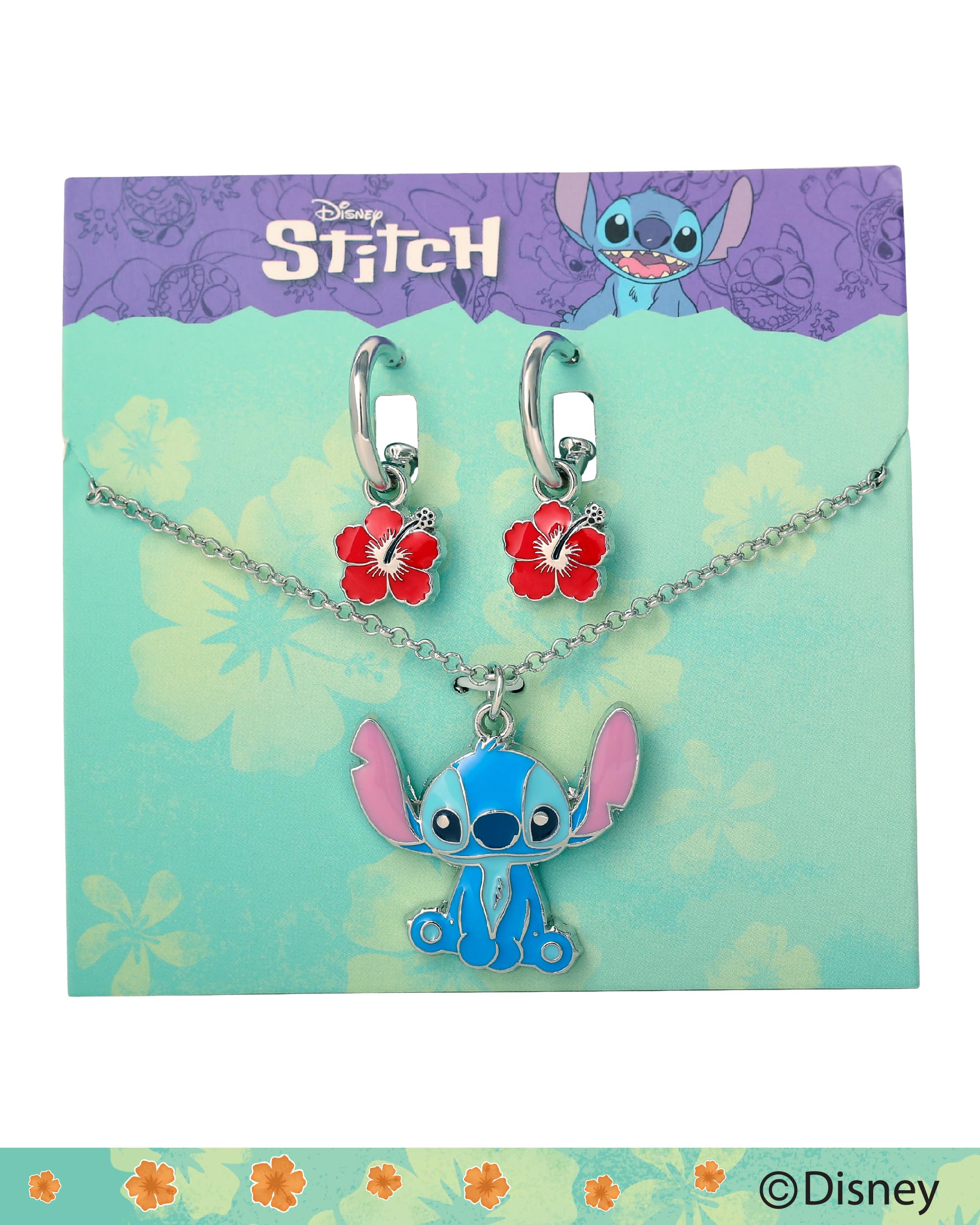 Foto 6 | Set de Joyas Disney Lilo & Stitch Flower Pendientes y Collar - Venta Internacional