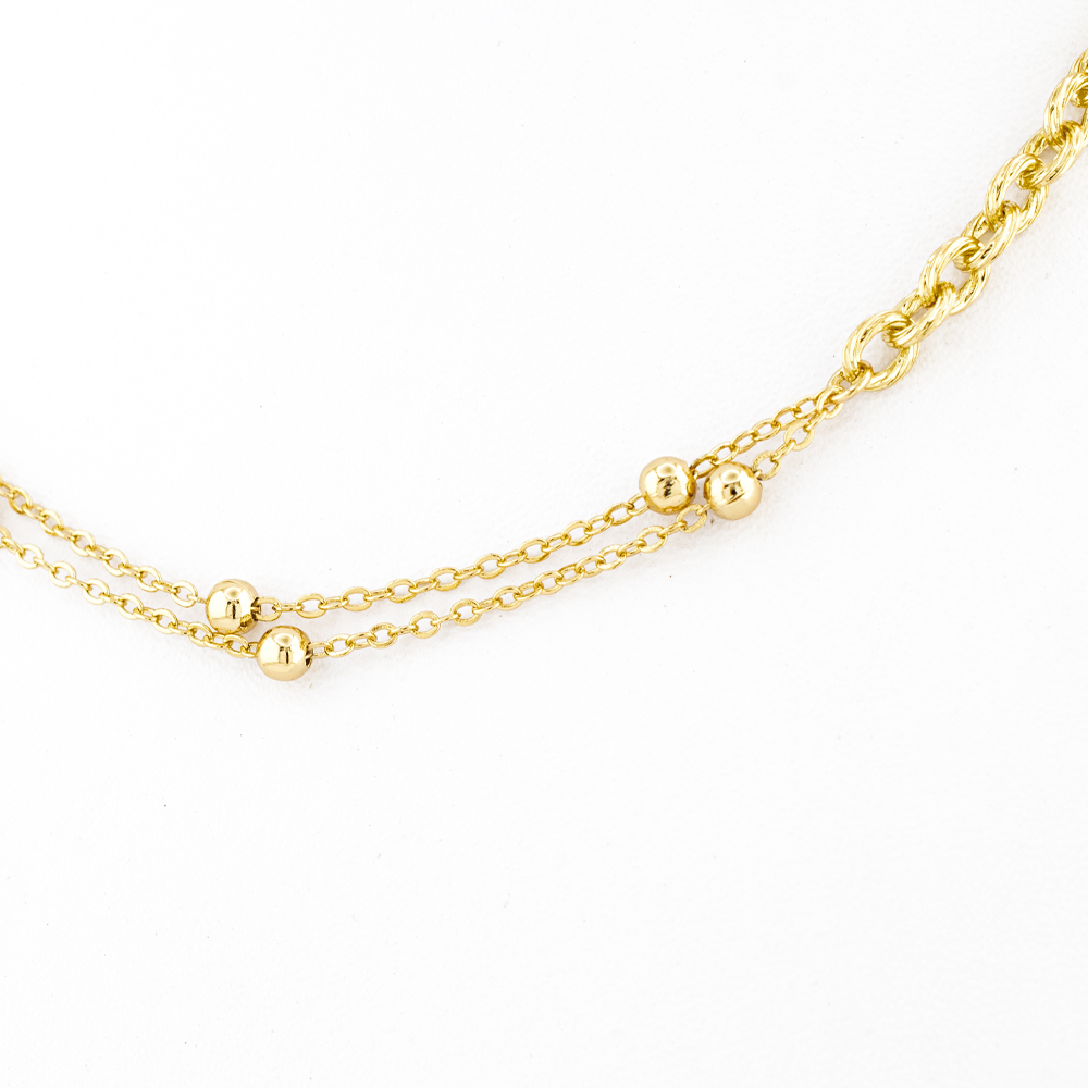 Foto 3 pulgar | Collar Tira Doble Esferico The Golden Store Chapa De Oro 18k