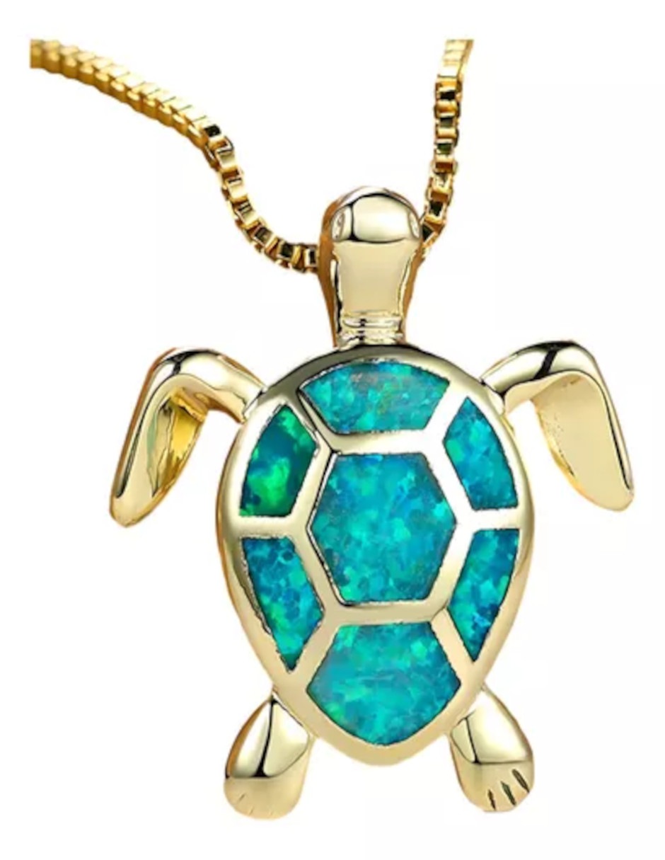Foto 2 | Collar De Tortuga Verde Jade Acero Inoxidable + Termo De Agua Güish
