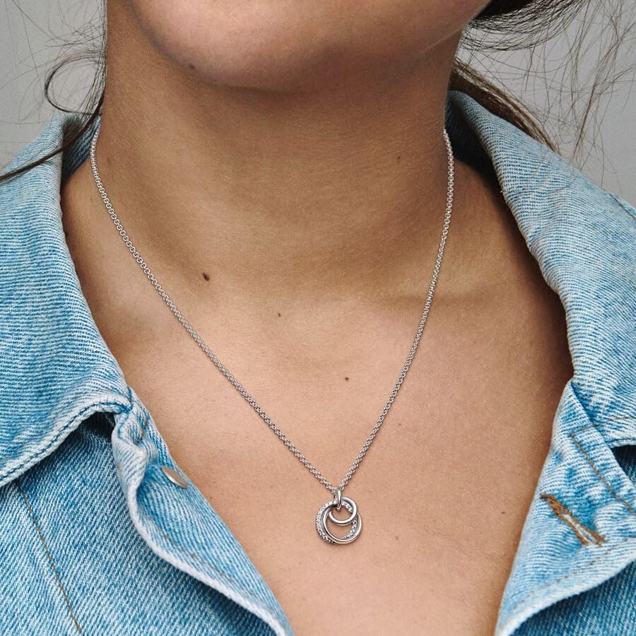 Foto 6 pulgar | Collar De Plata De Ley Pandora Family Always Circuled - Venta Internacional.