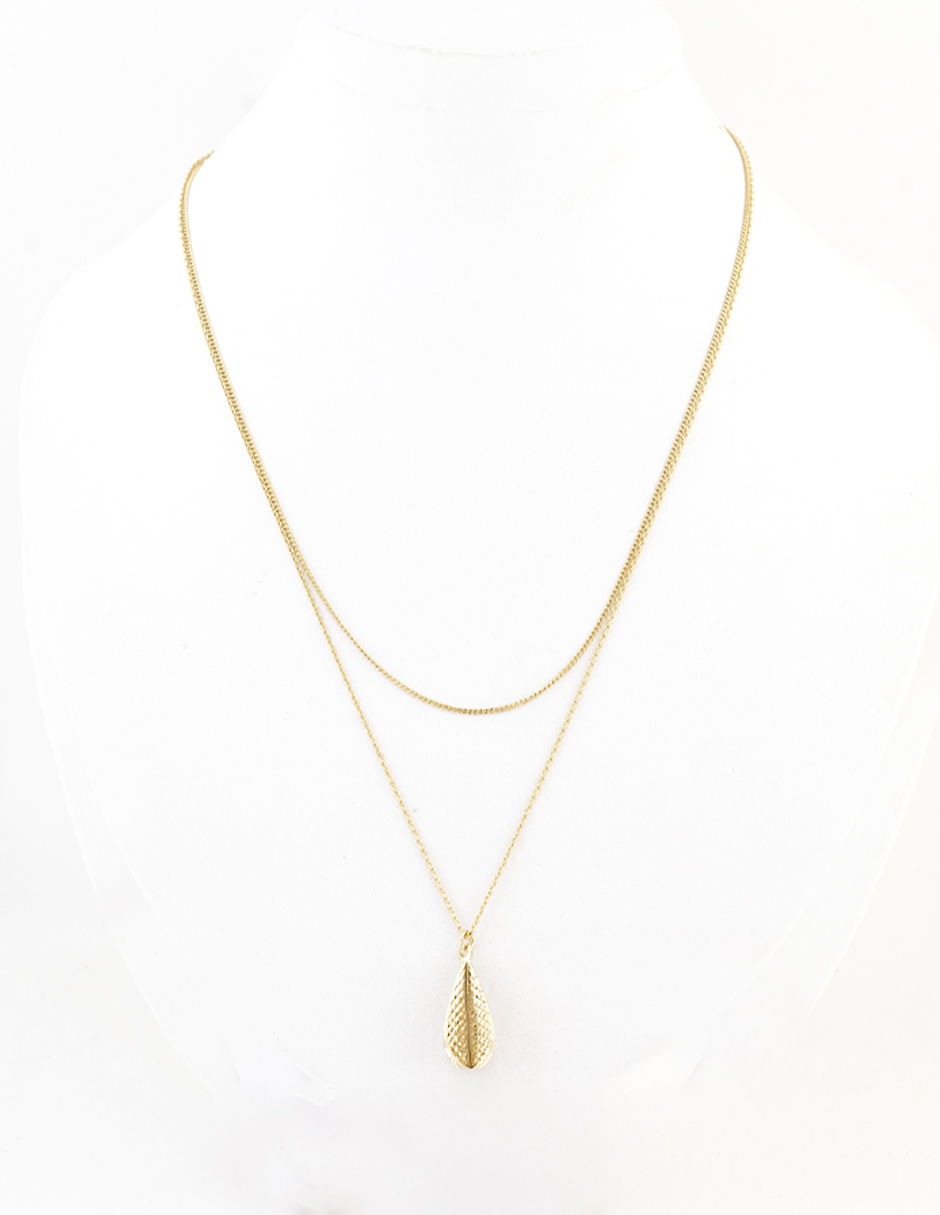 Collar Doble Con Dije Esférico The Golden Store Chapa De Oro 18k