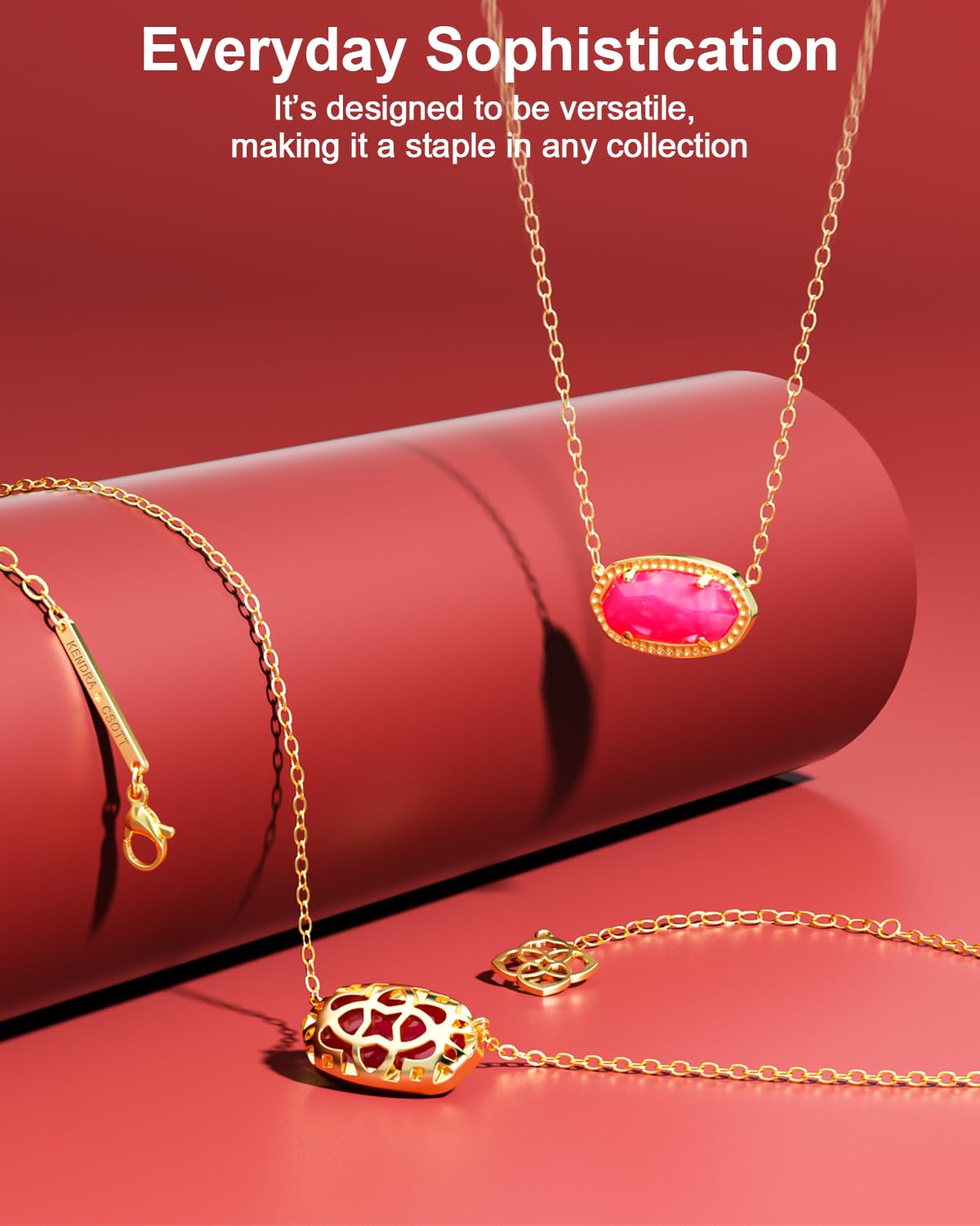 Foto 3 pulgar | Collar Aicase Con Colgante Chapado En Oro De 18 Quilates Para Mujer, Color Rosa Intenso - Venta Internacional.