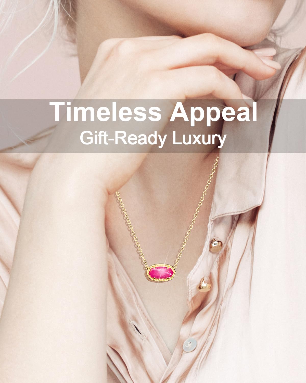Foto 7 | Collar Aicase Con Colgante Chapado En Oro De 18 Quilates Para Mujer, Color Rosa Intenso - Venta Internacional.