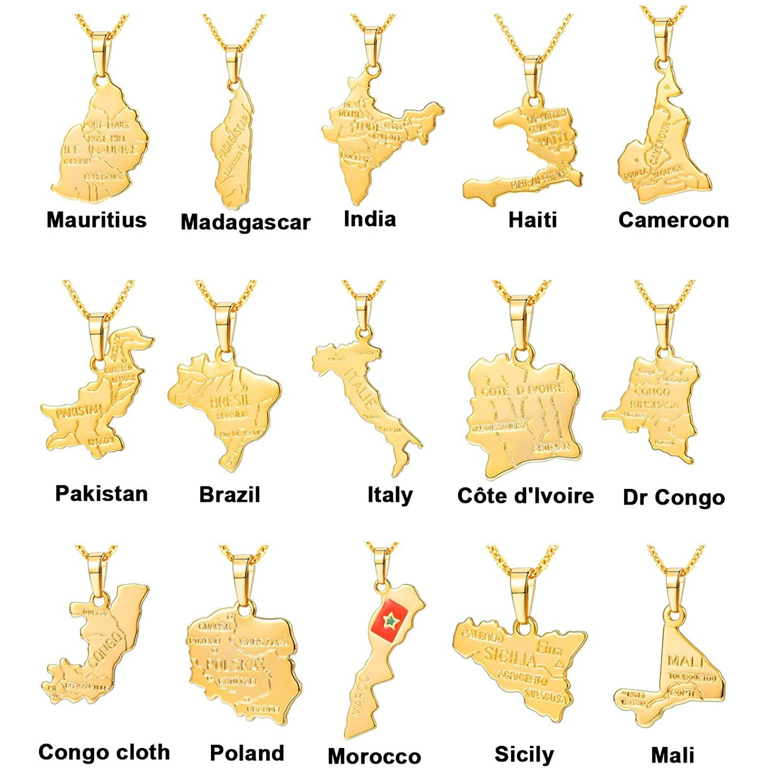 Foto 2 pulgar | Colgante Con Diseño De Mapa Nacional (república Democrática Del Congo) - Venta Internacional.