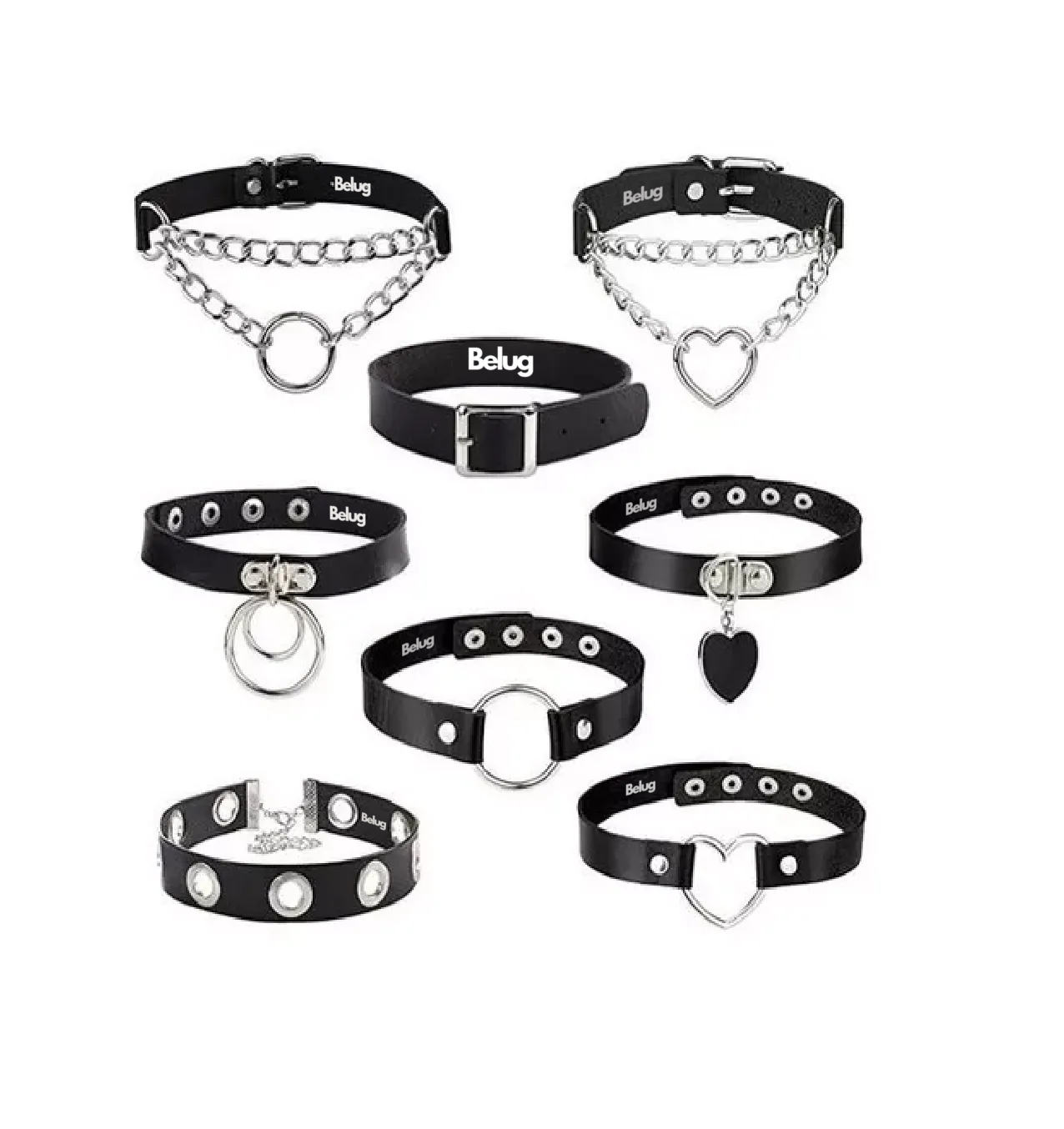Foto 1 | Gargantilla Belug Punk Gotico Cuero Sintetico Collar Choker Metal Negro