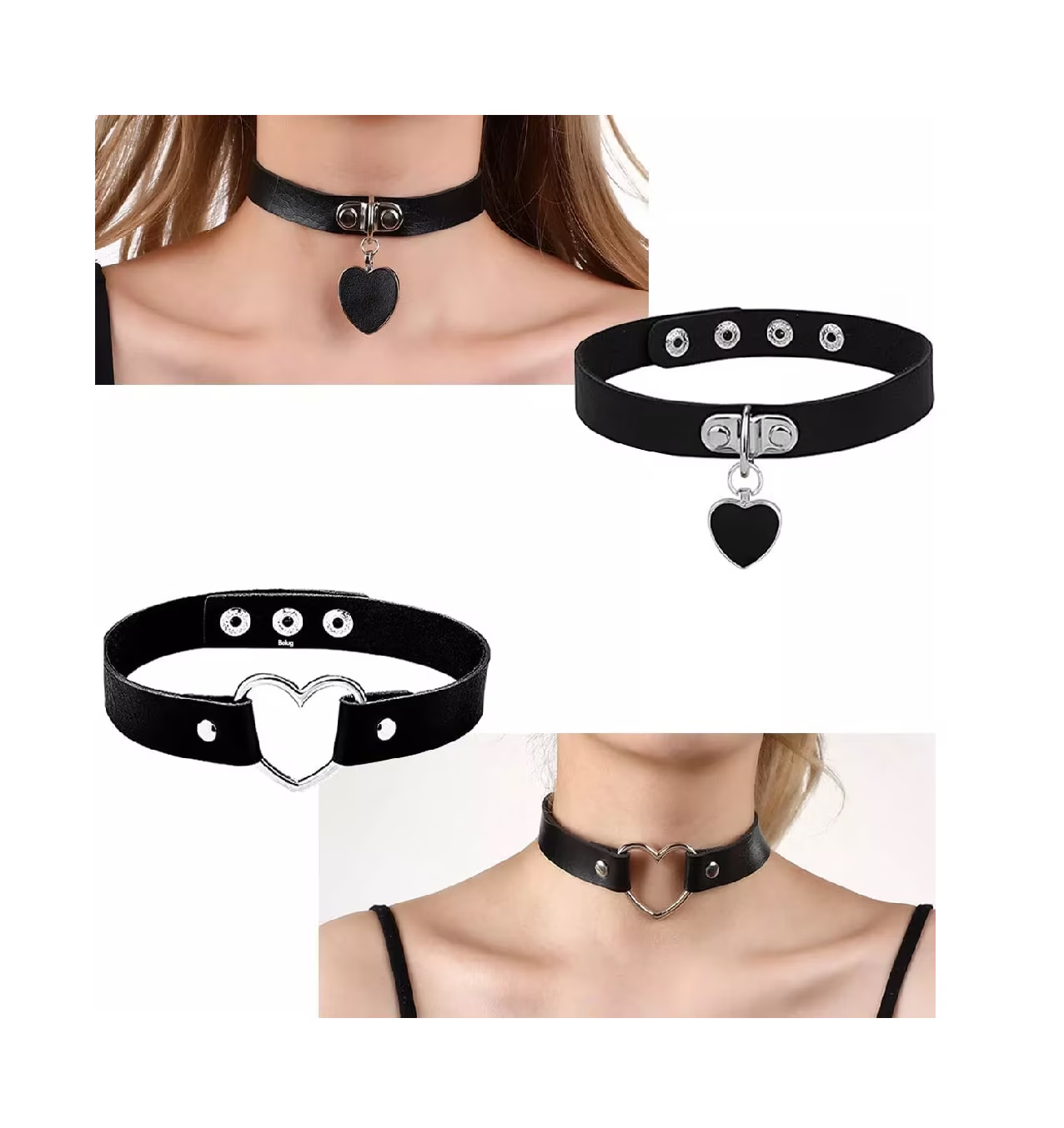 Foto 4 pulgar | Gargantilla Belug Punk Gotico Cuero Sintetico Collar Choker Metal Negro