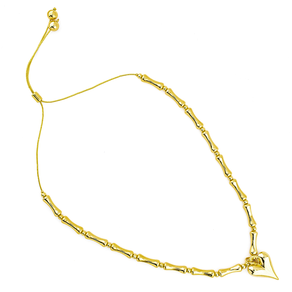 Foto 5 pulgar | Collar Diseño Bambú Con Dije Corazón The Golden Store Chapa De Oro 18k