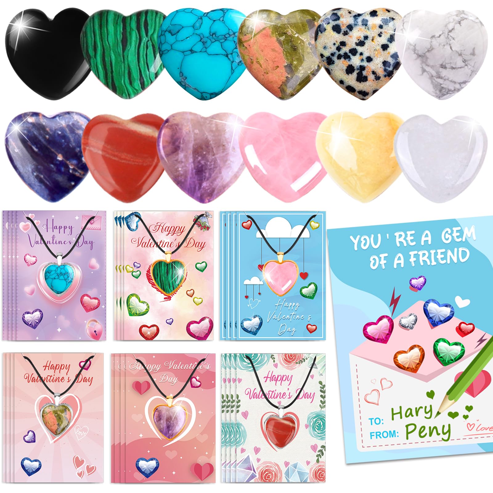 Foto 2 pulgar | Set De Collares De Cristal En Forma De Corazón Ludmila Gems Para Niños - Venta Internacional.