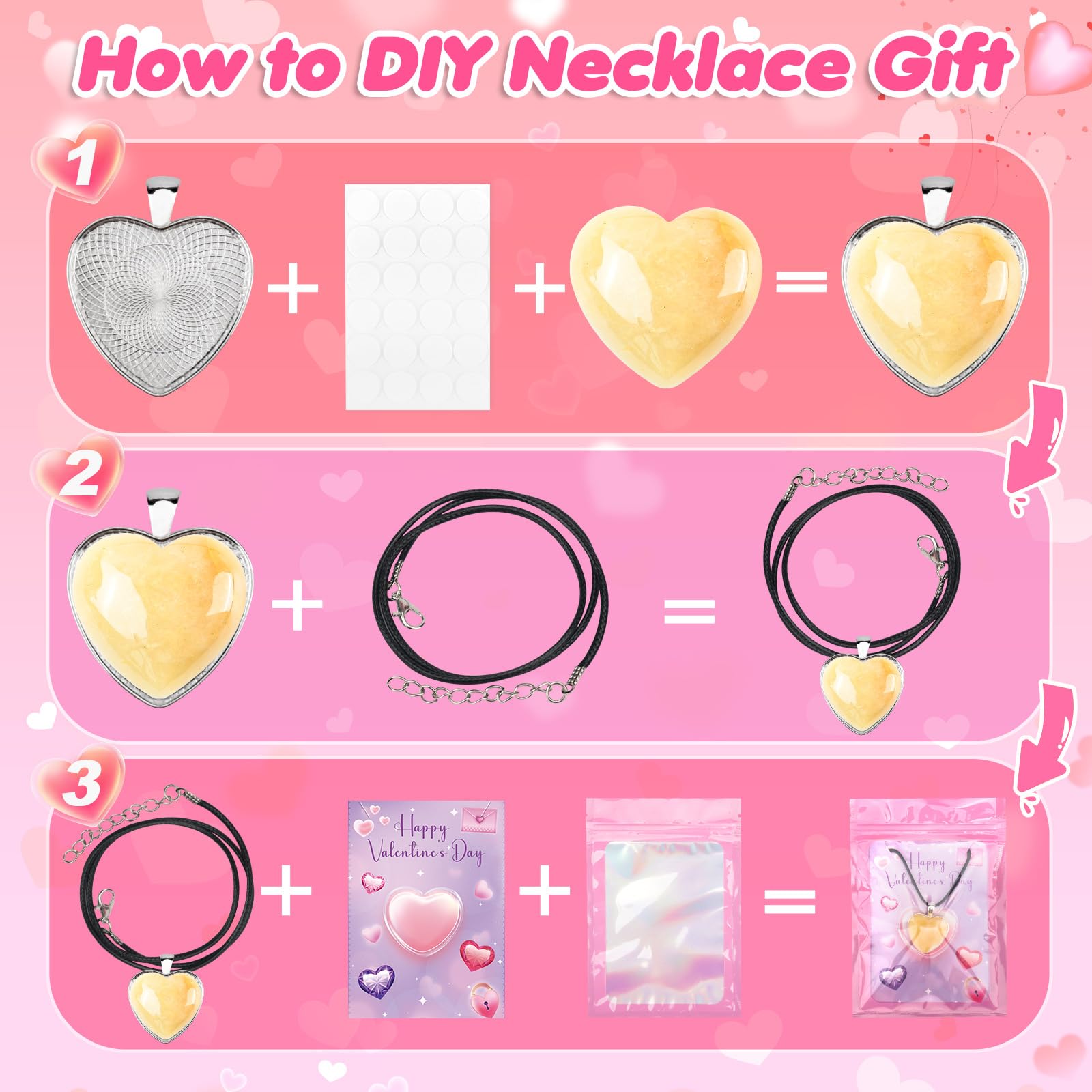 Foto 4 | Set De Collares De Cristal En Forma De Corazón Ludmila Gems Para Niños - Venta Internacional.