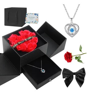 Foto 1 | Collar Xtellar Dije Corazón 925 Plata Y Caja De Regalo De Rosas