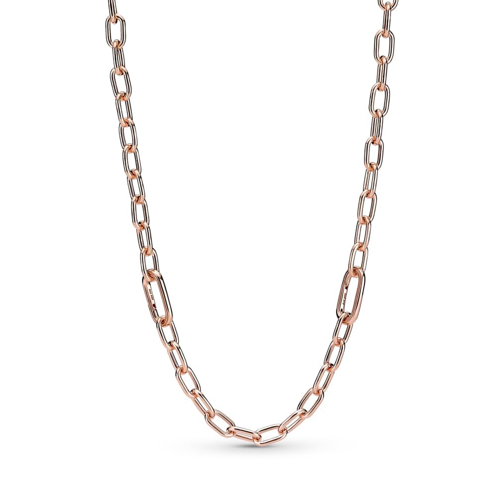 Collar Pandora Me, Cadena De Eslabones Pequeños, Chapada En Oro Rosa De 14 Quilates - Venta Internacional.