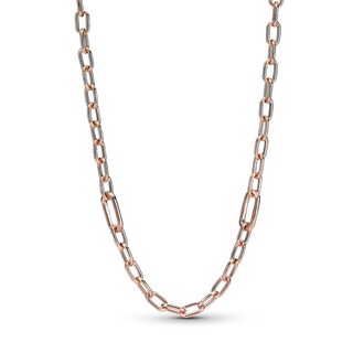 Foto 2 | Collar Pandora Me, Cadena De Eslabones Pequeños, Chapada En Oro Rosa De 14 Quilates - Venta Internacional.
