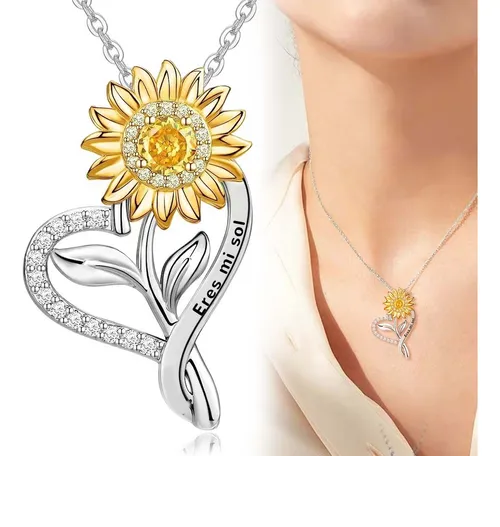 Foto 3 pulgar | Joyeria Xtellar Mujer Collare De Plata 925 Collares Girasol Dijes