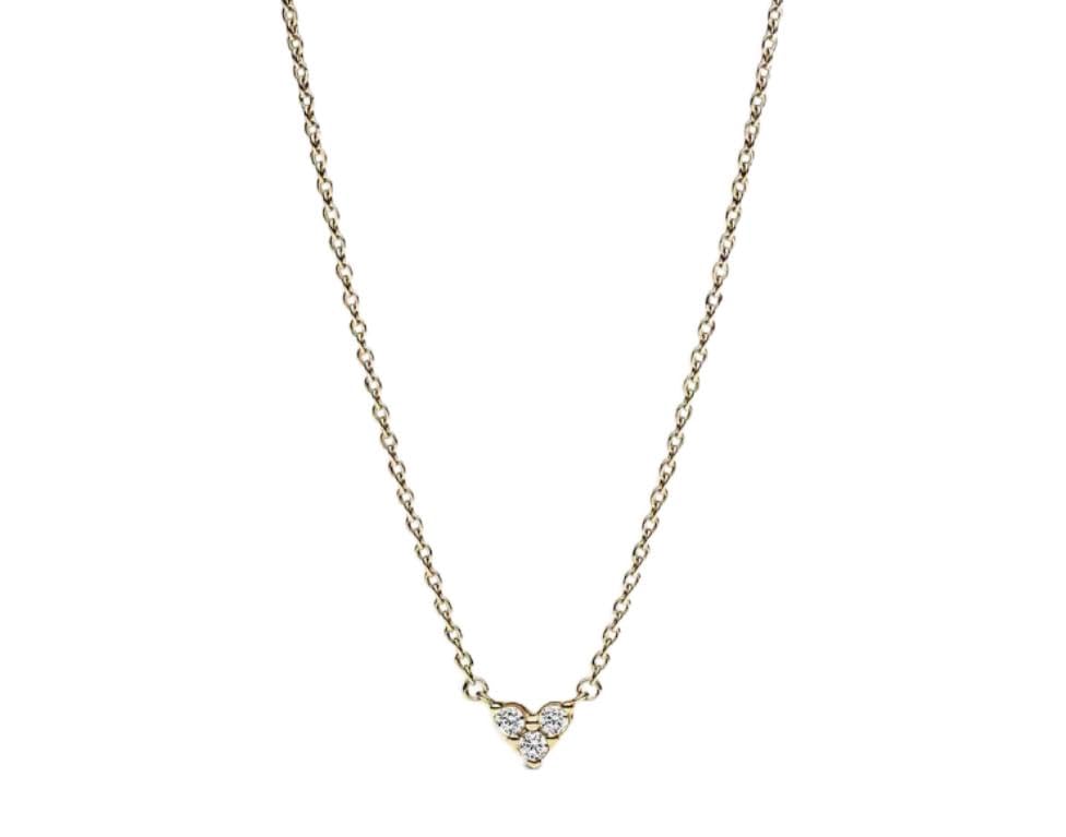 Foto 1 | Collar Pandora Con Triple Piedra En Forma De Corazón, Oro De 14 Quilates, Circonita Cúbica - Venta Internacional.