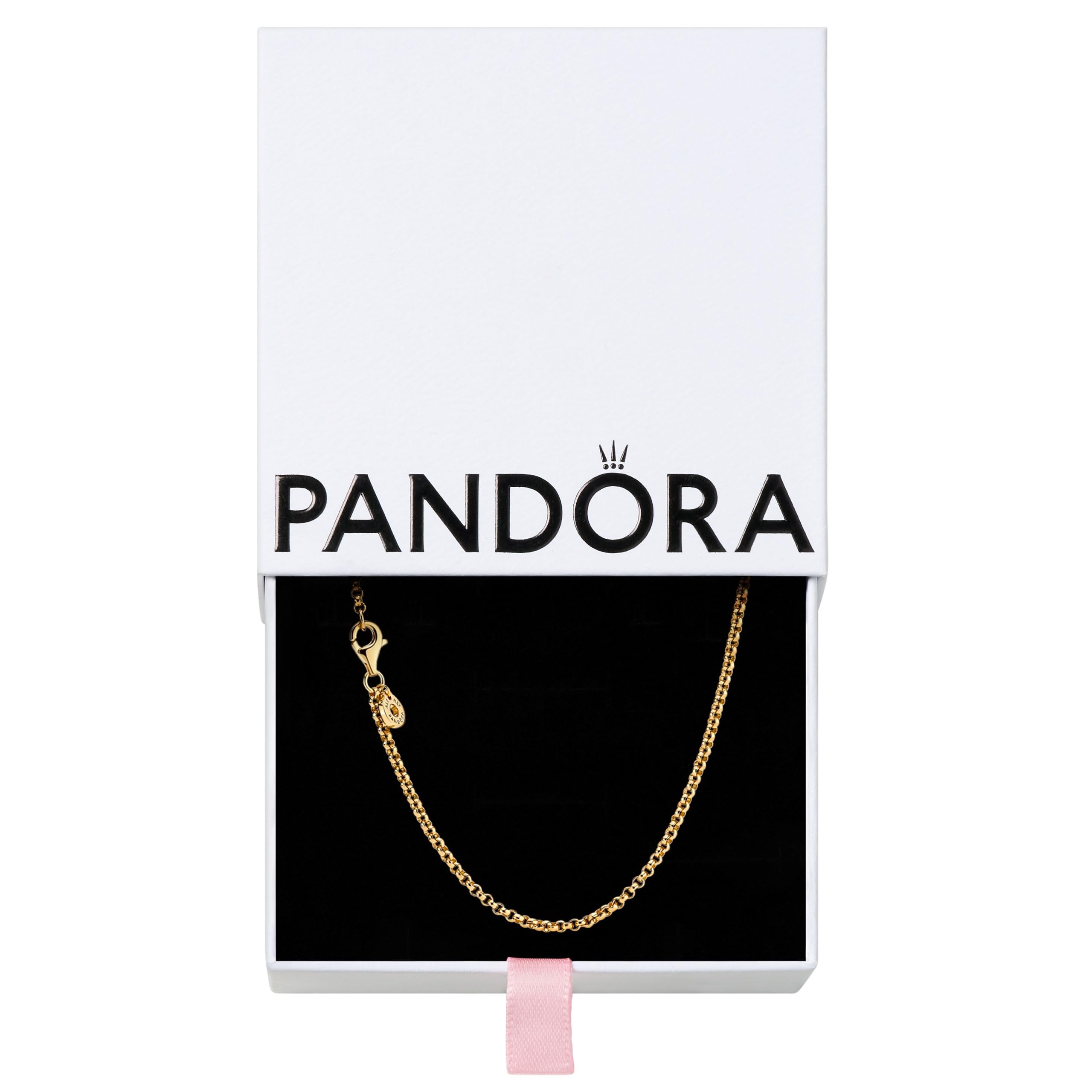Foto 1 | Collar Pandora Rolo Chain Chapado En Oro Brillante De 14 Quilates Con Caja De Regalo - Venta Internacional.