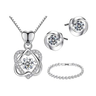 Foto 1 | Collar De Corazón Plata 925 Mujer+ Pendientes Y Pulsera,4en1 Belug Plata