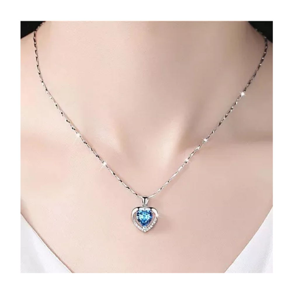 Foto 4 | Collar Moda De Corazón Plata 925 Mujer+ Pendientes+ Pulsera Belug,  Plata Azul