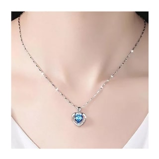 Foto 4 | Collar Moda De Corazón Plata 925 Mujer+ Pendientes+ Pulsera Lab.g, Plata Azul