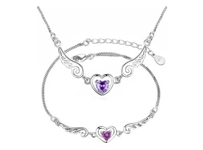 Foto 1 | Collar Xtellar Y Pulsera De Plata 925 Corazón Alas Ángel Para Mujer