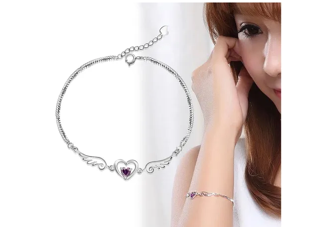 Foto 3 pulgar | Collar Xtellar Y Pulsera De Plata 925 Corazón Alas Ángel Para Mujer