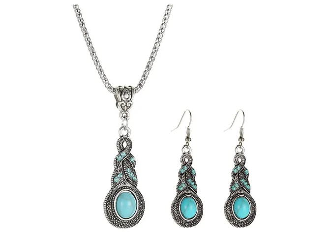 Foto 1 | Collar Xtellar Para Mujer Aretes Largos Colgante Vintage De Turquesa