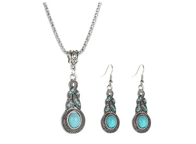 Foto 1 | Collar Xtellar Para Mujer Aretes Largos Colgante Vintage De Turquesa