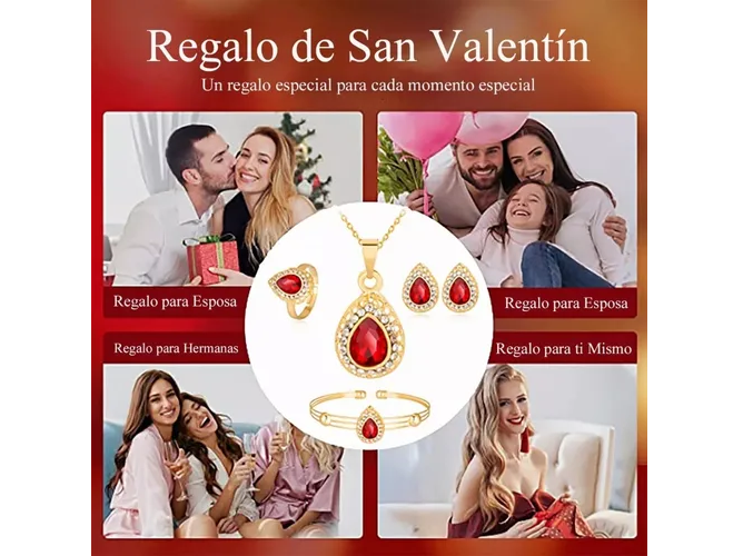 Foto 5 pulgar | Conjunto Xtellar De Joyas Para Mujer Collar+aretes + Pulsera+anillo