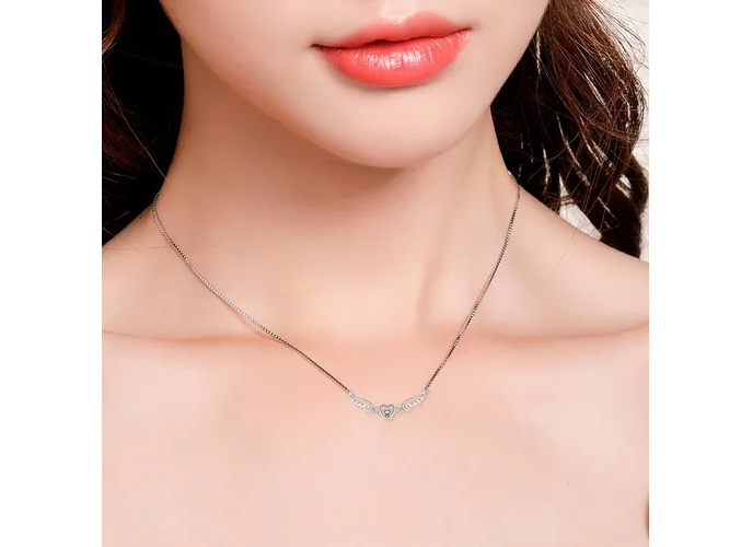 Foto 5 pulgar | Collar Xtellar Y Pulsera De Plata 925 Corazón Alas Ángel Para Mujer
