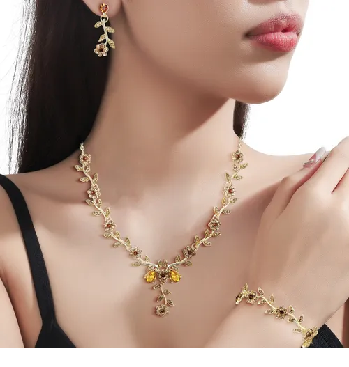 Collar Xtellar De Novia Pulsera Pendientes Juego De Joyas
