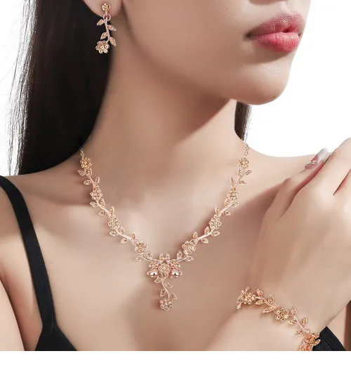 Collar Xtellar De Novia Pulsera Pendientes Juego De Joyas