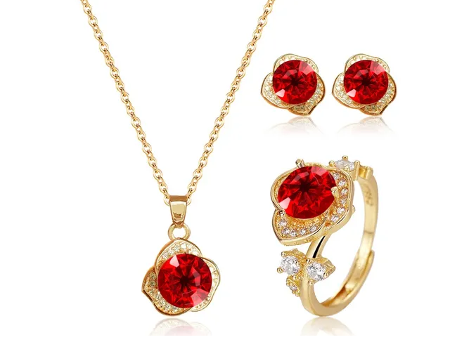 Foto 1 | Collar Xtellar Anillo Aretes Mujer Rosas Rojas