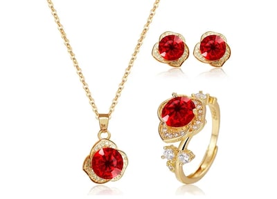 Foto 1 | Collar Xtellar Anillo Aretes Mujer Rosas Rojas
