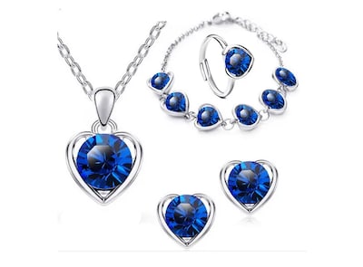Foto 1 | Collar Aretes Anillo y Pulsera Xtellar Corazón de Cristal