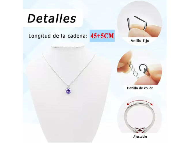 Foto 4 pulgar | Collar con Aretes y Anillo Xtellar Corazón Cristal