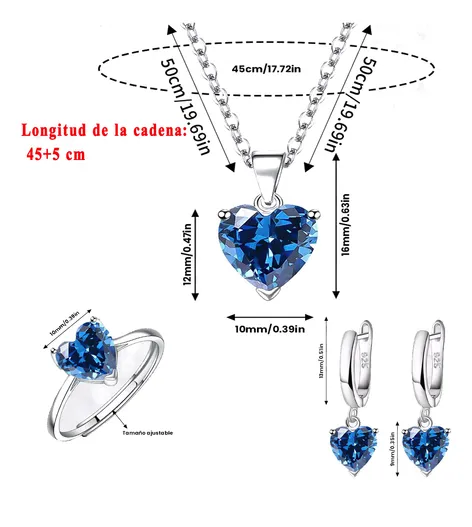 Foto 4 pulgar | Set de Joyería Xtellar Corazón de Cristal para Mujer