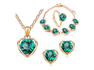 Foto 1 | Collar Aretes Anillo y Pulsera Xtellar Corazón de Cristal