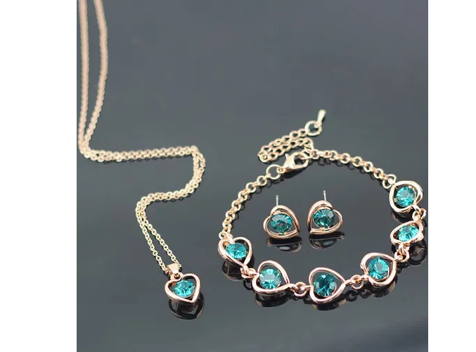 Foto 4 pulgar | Collar Aretes Anillo y Pulsera Xtellar Corazón de Cristal