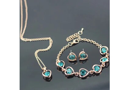 Foto 3 | Collar Aretes Anillo y Pulsera Xtellar Corazón de Cristal