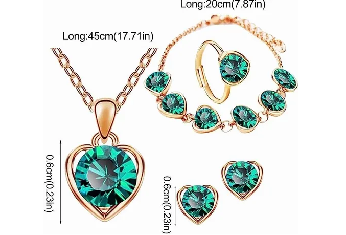 Foto 6 pulgar | Collar Aretes Anillo y Pulsera Xtellar Corazón de Cristal