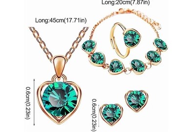 Foto 5 | Collar Aretes Anillo y Pulsera Xtellar Corazón de Cristal