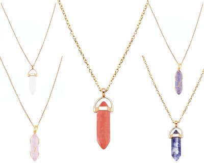 Foto 1 | Collar Kit Gargantillas 5 Cuarzos Holístico De Fantasía, Rosa, Blanco, Amatista, Sodalita Y Salmón Ch108