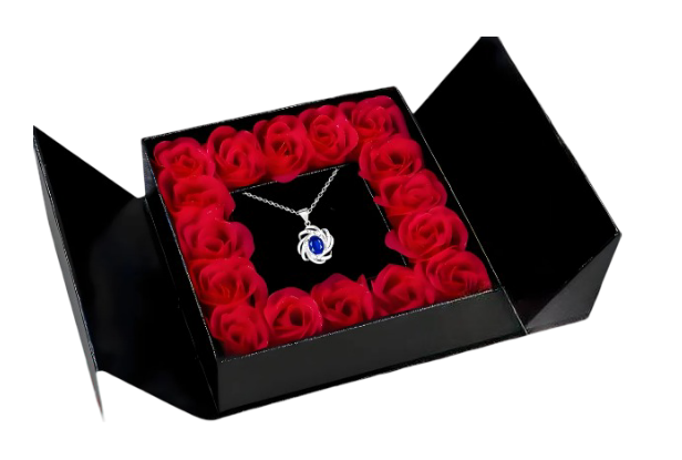 Foto 2 pulgar | Xtellar Elegante Set De Rosas Eternas Y Collar De Zafiro - Regalo Perfecto Para Ocasiones Especiales
