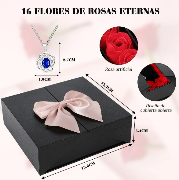 Foto 3 pulgar | Xtellar Elegante Set De Rosas Eternas Y Collar De Zafiro - Regalo Perfecto Para Ocasiones Especiales