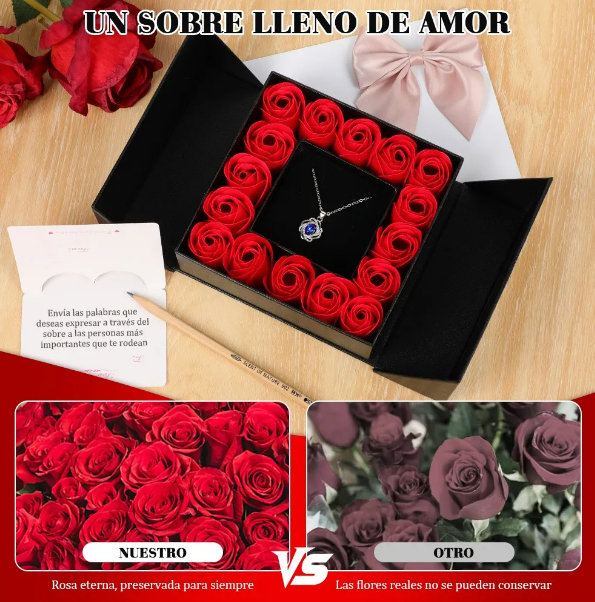 Foto 5 pulgar | Xtellar Elegante Set De Rosas Eternas Y Collar De Zafiro - Regalo Perfecto Para Ocasiones Especiales