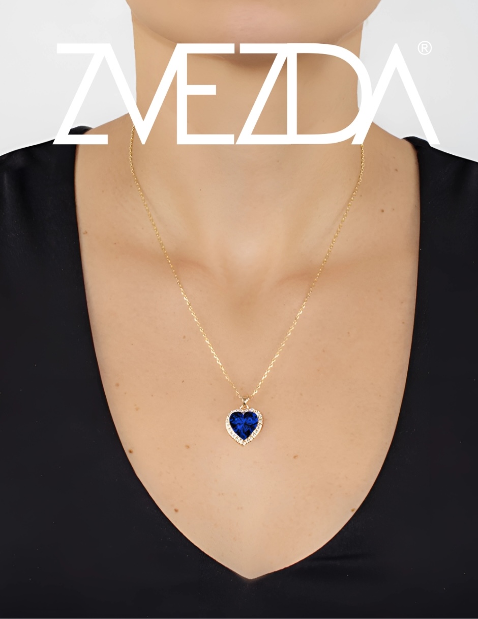Foto 3 | Collar Zvezda De Chapa De Oro Amarillo De 18k Diseño Corazón Cristal