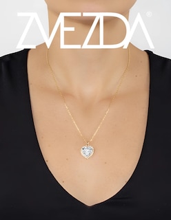 Foto 3 | Collar Zvezda De Chapa De Oro Amarillo De 18k Diseño Corazón Cristal