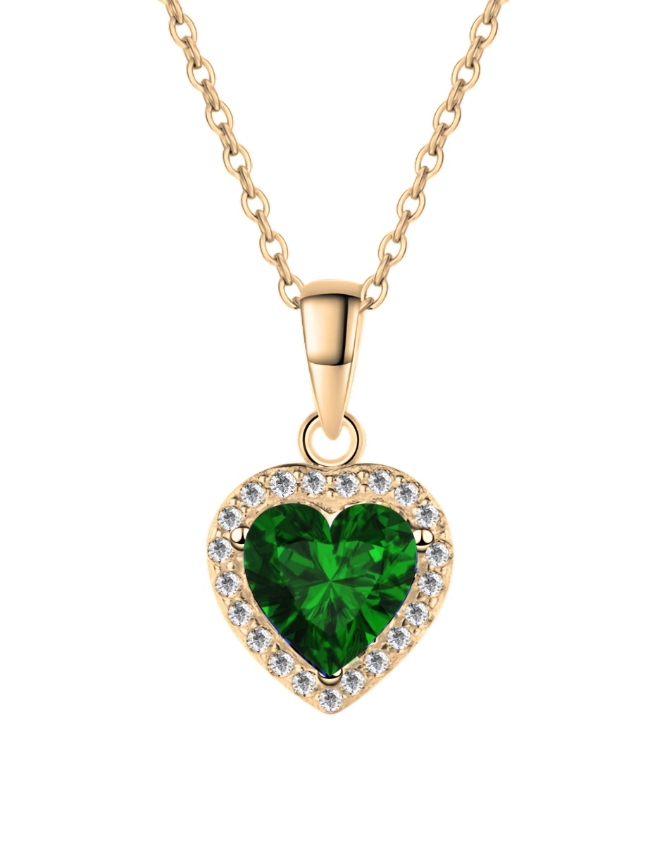 Collar Zvezda De Chapa De Oro Amarillo De 18k Diseño Corazón Cristal