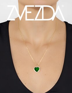 Foto 3 | Collar Zvezda De Chapa De Oro Amarillo De 18k Diseño Corazón Cristal