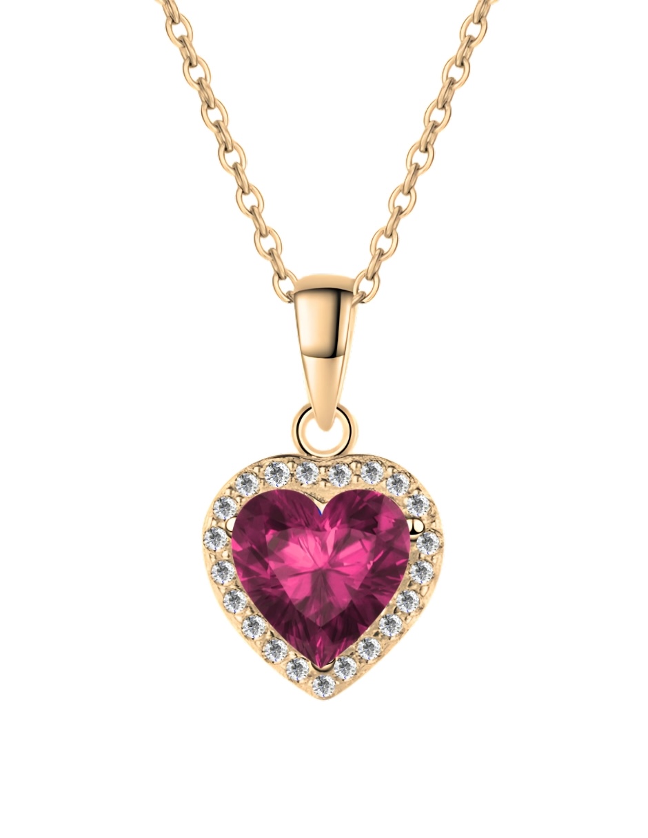 Collar Zvezda De Chapa De Oro Amarillo De 18k Diseño Corazón Cristal